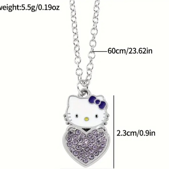 Hello Kitty Rhinestone Heart Necklaces - Picture 2 of 5